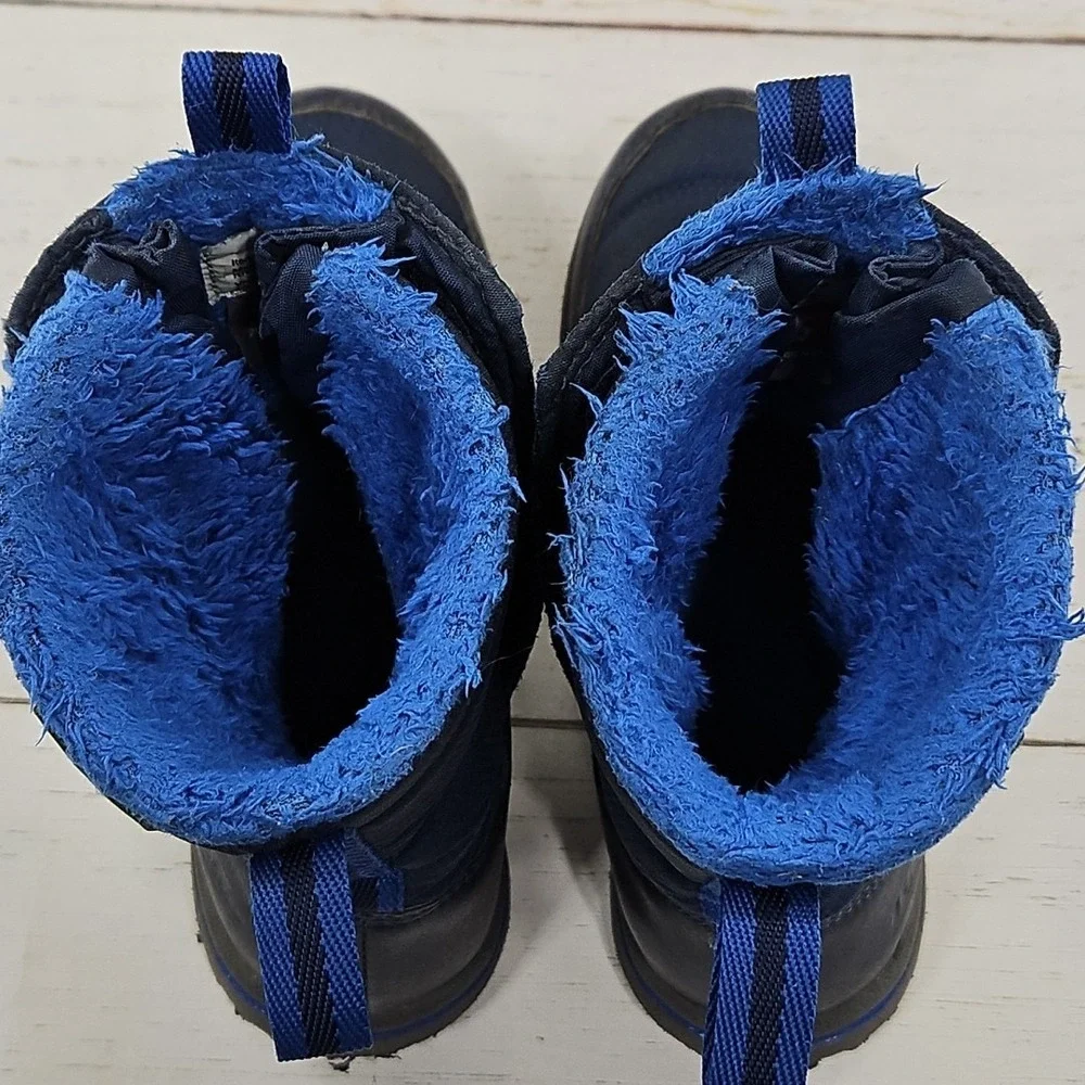 LL Bean Tek Youth Size 2 Navy Blue Winter Snow Boots Insulated Waterproof 505698